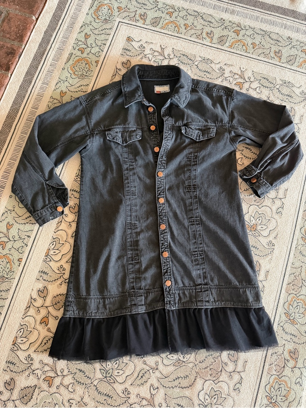 Anthropologie Pilcro Tulle & Denim Mini Shirt dress